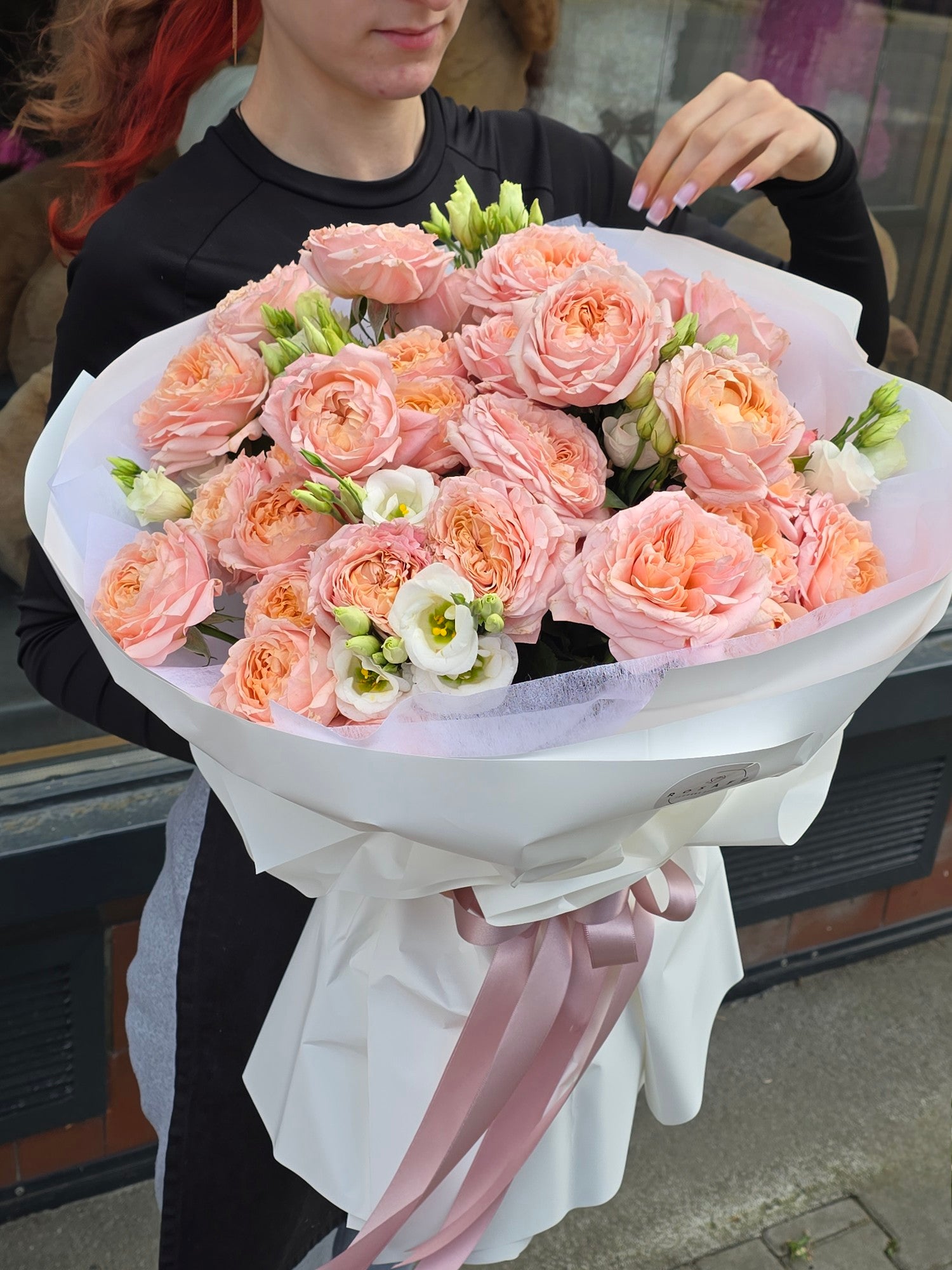Juliet Pastel Bouquet – Luxurious pink roses and eustomas