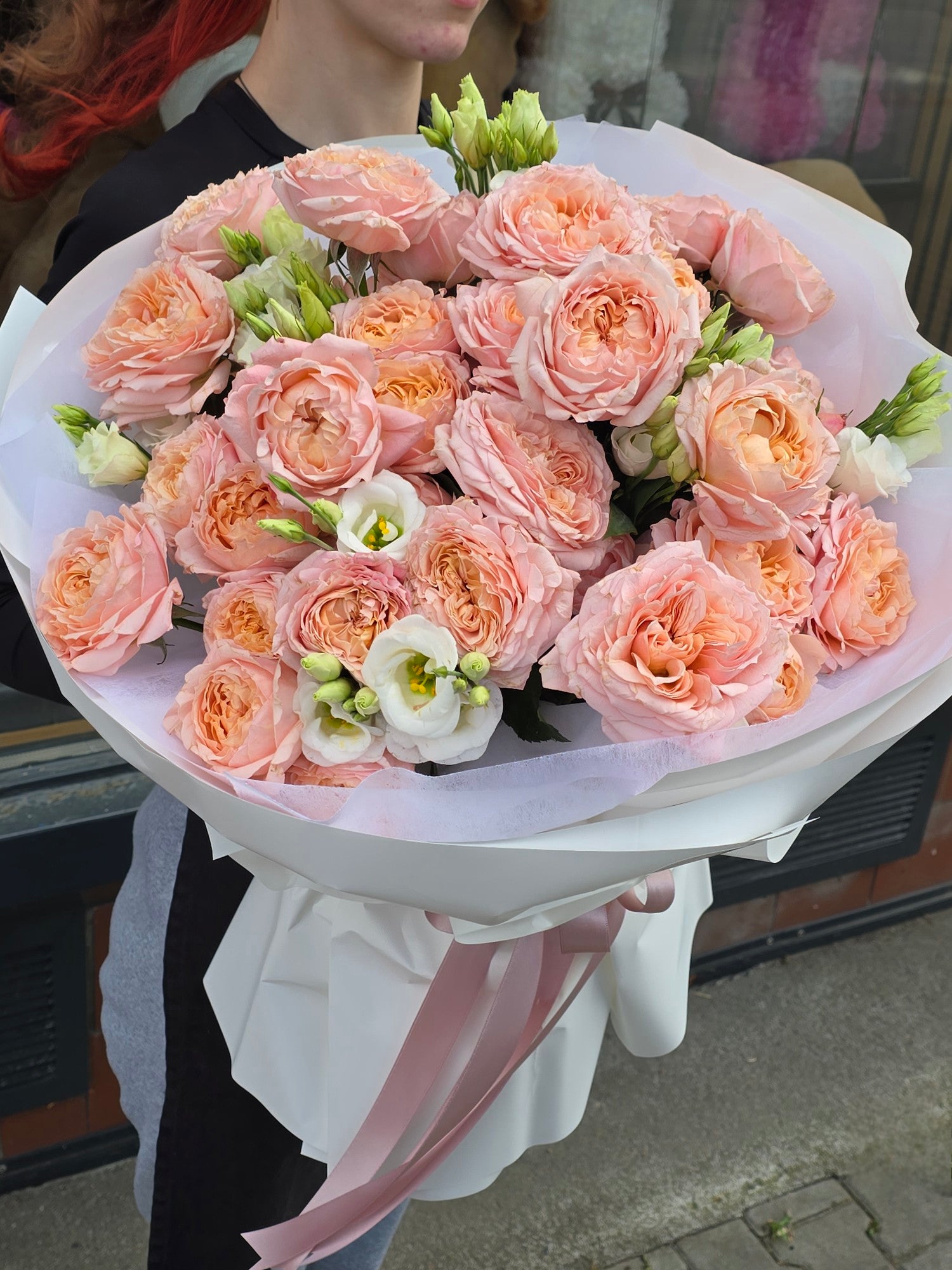 Juliet Pastel Bouquet – Luxurious pink roses and eustomas