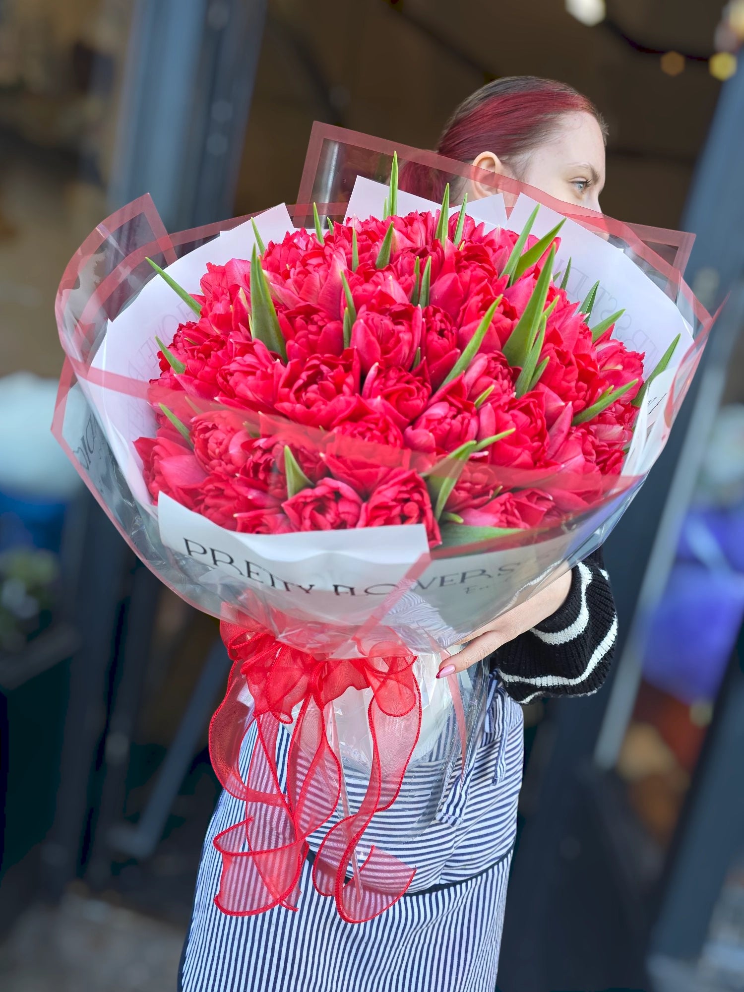 Bouquet of 51 red tulips