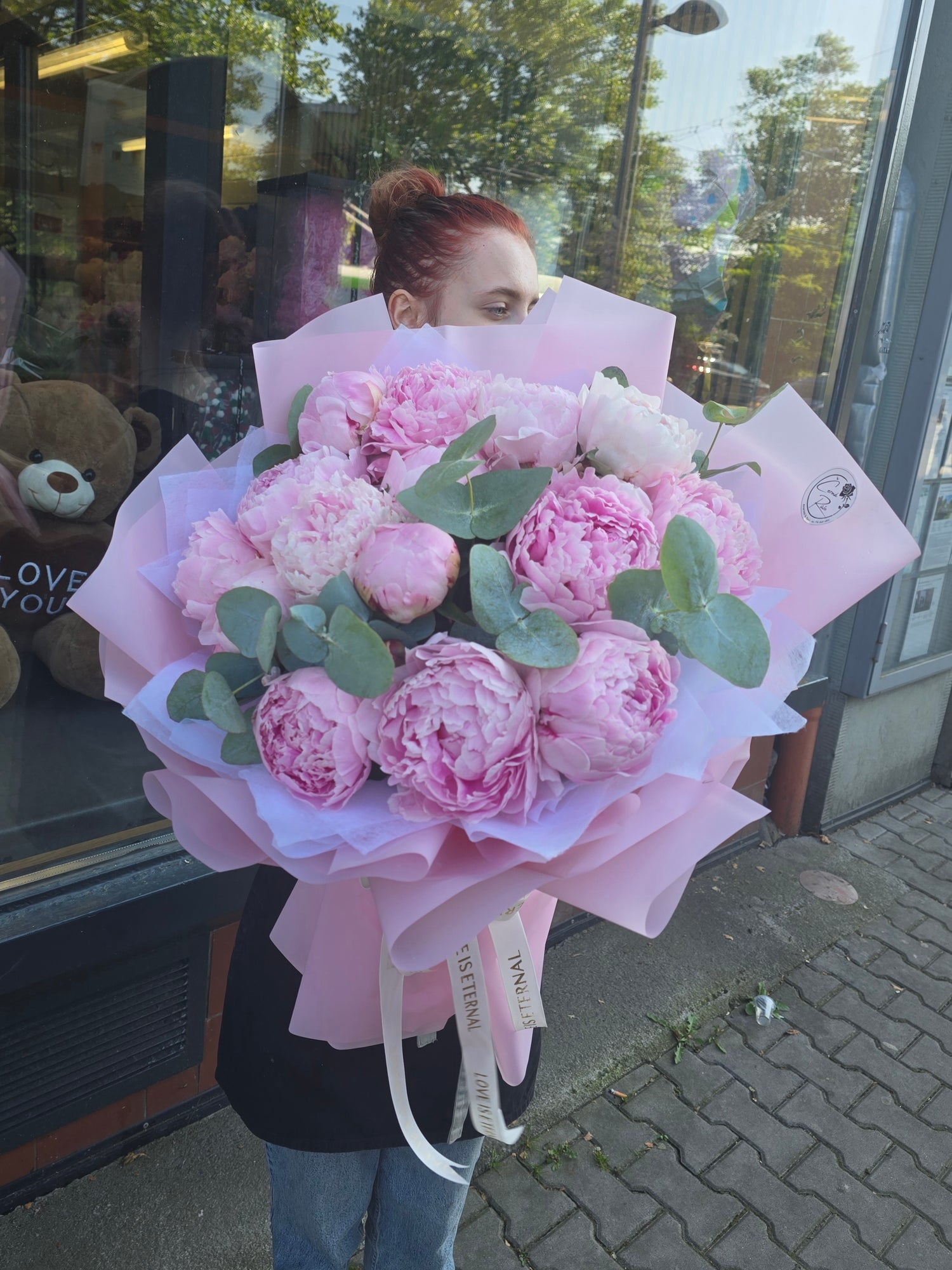 Luxusní kytice z růžových pivoněk