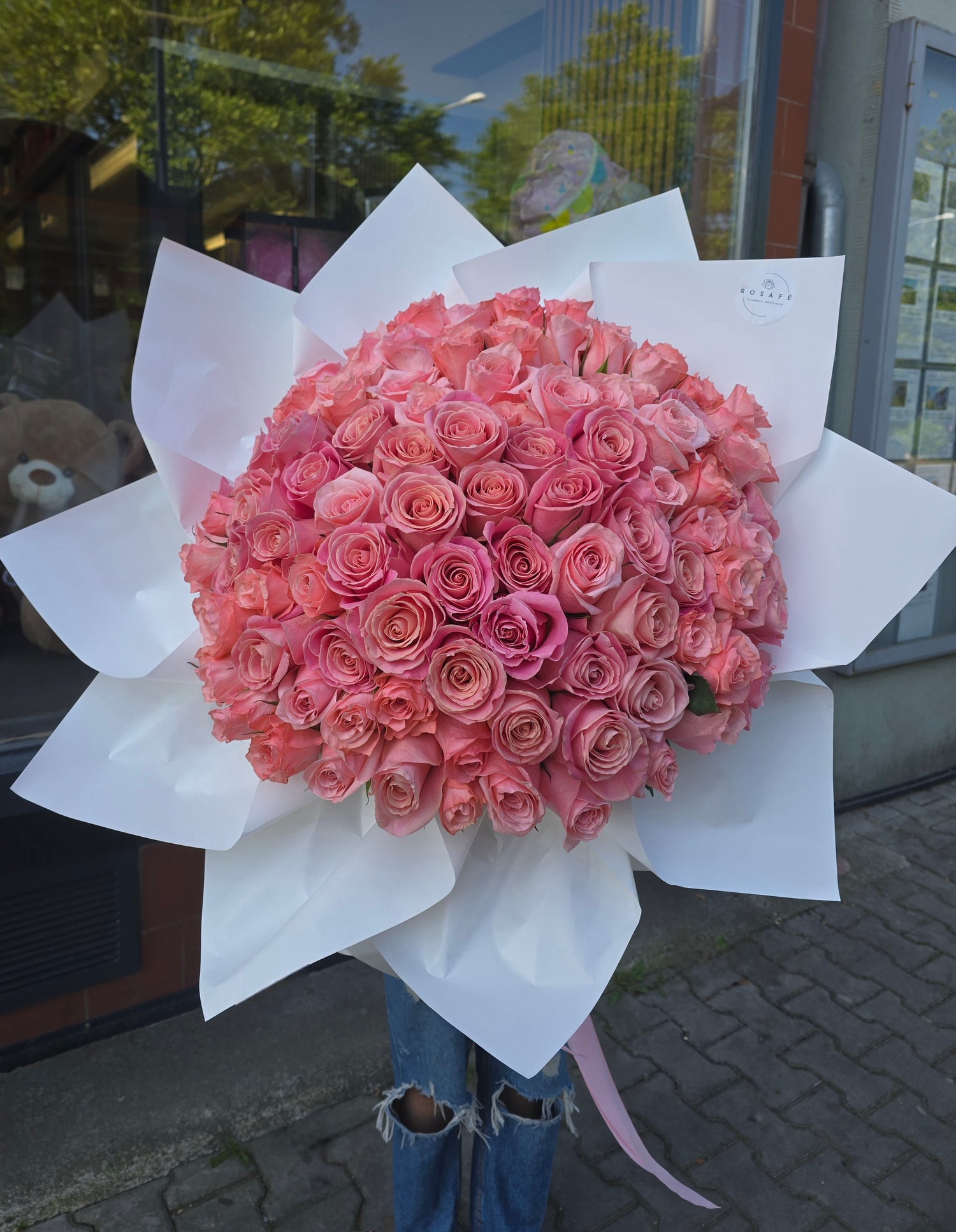 Ексклюзивний букет зі 101 рожевої троянди 70 см з Еквадору