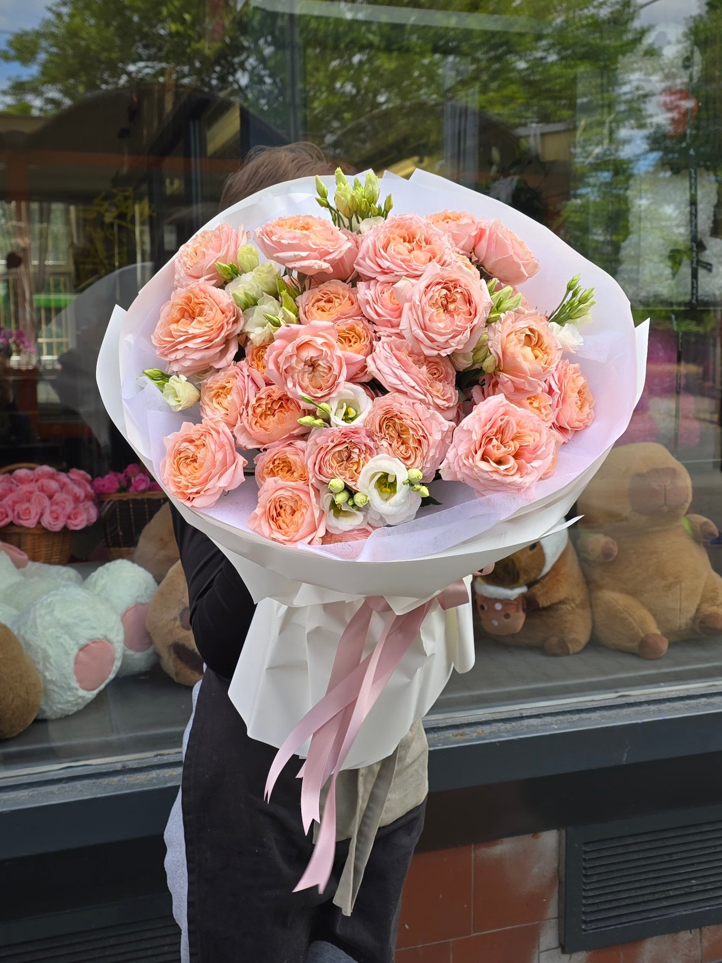 Juliet Pastel Bouquet – Luxurious pink roses and eustomas