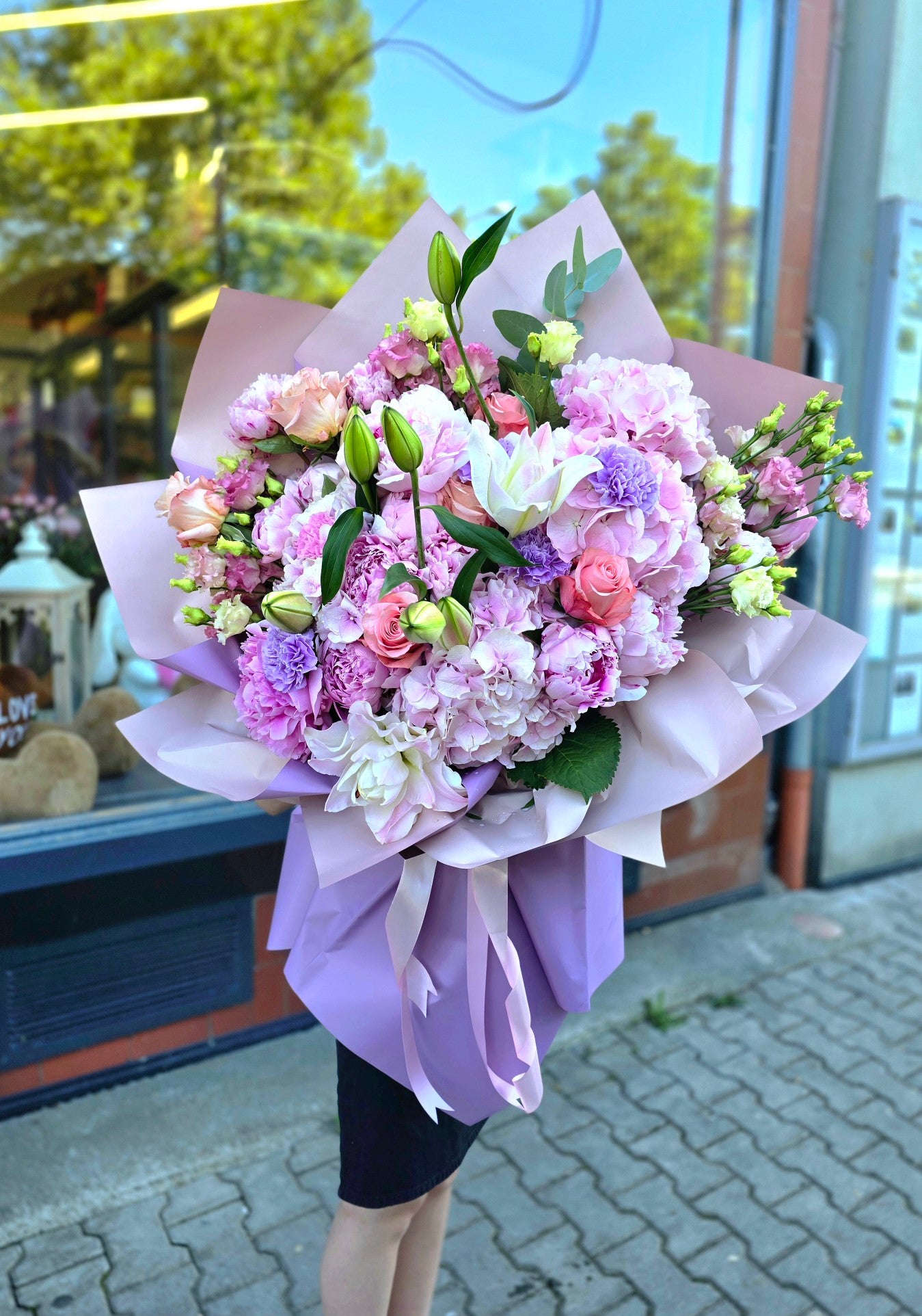 Luxurious bouquet "Magical Dream" - peonies, hydrangeas, roses and lilies (XXL)