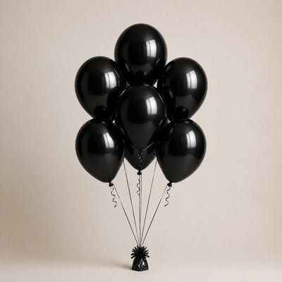 Černé balónky s heliem 7 ks, latex 30 cm