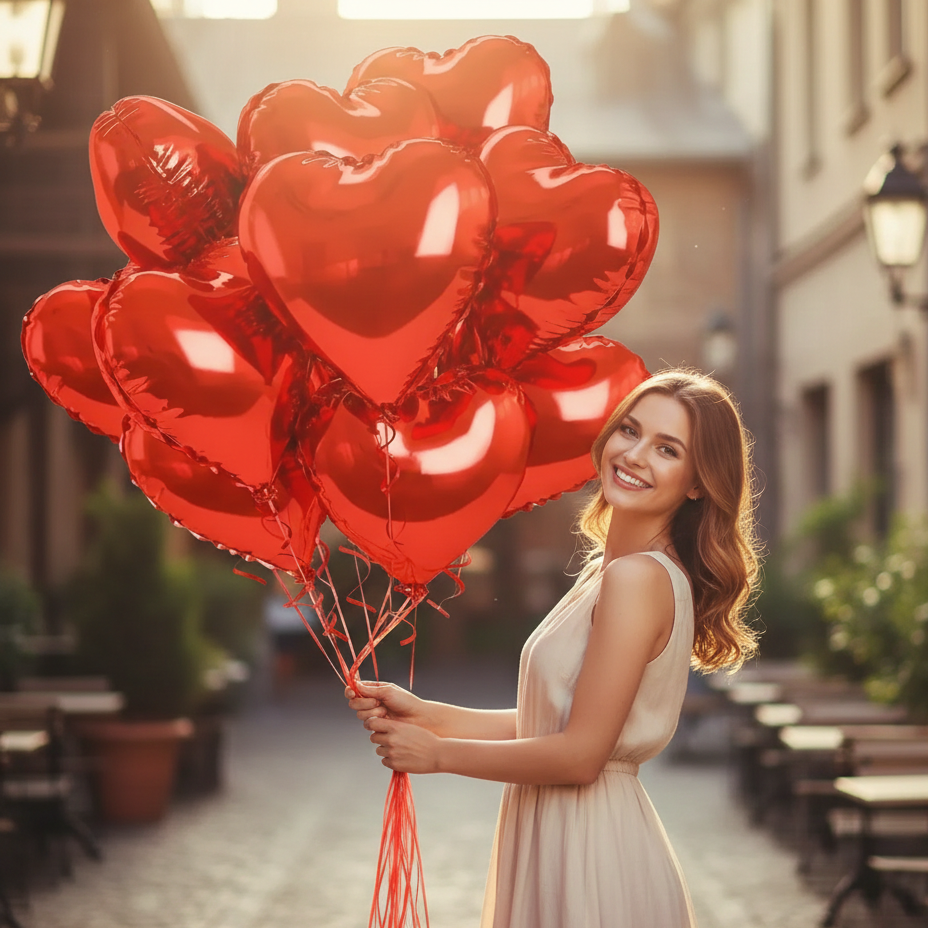 Fóliový červený balón srdce 45 cm – plněný heliem