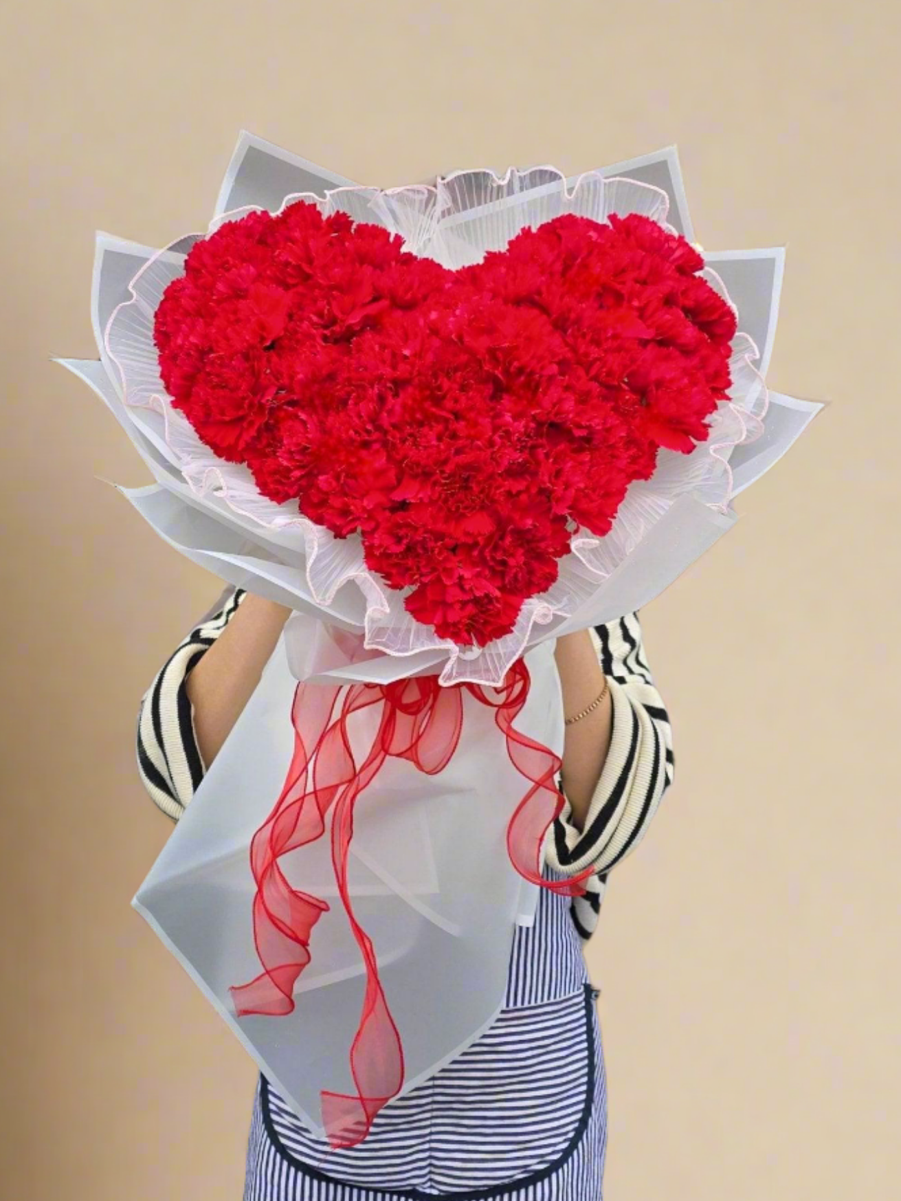 Heart-shaped bouquet of carnations