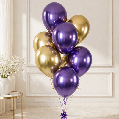 7 balonku fialove zlate latex 30 cm plzen