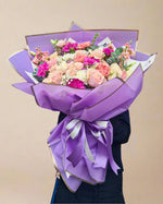 Míchané fialové kytice - Černá Růže