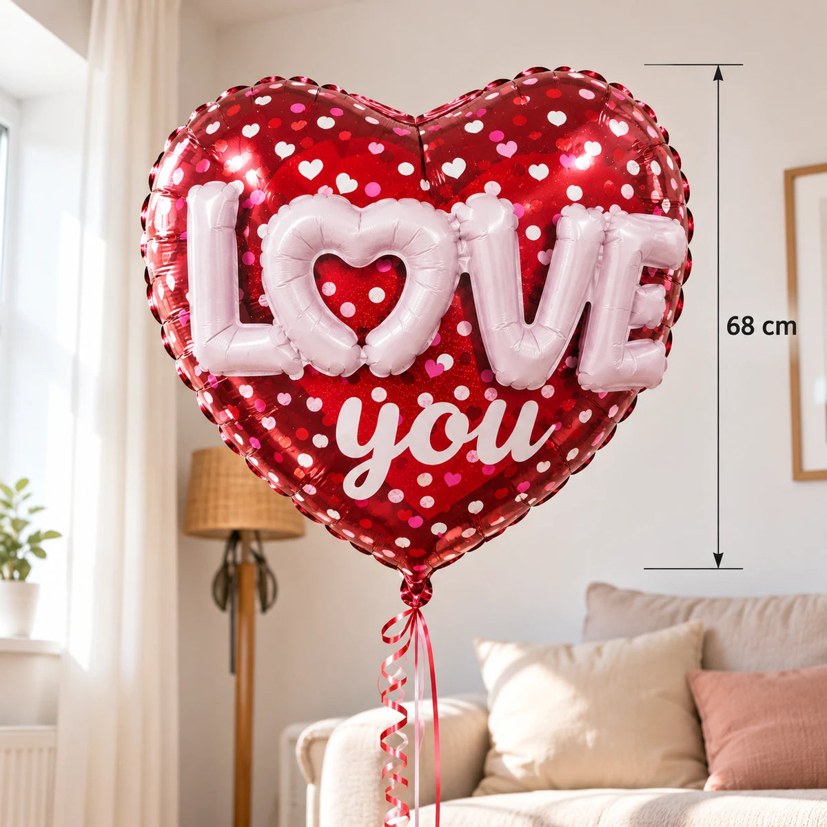 Fóliový balónek srdce LOVE YOU 68 cm